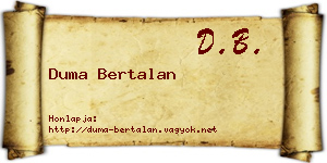 Duma Bertalan névjegykártya