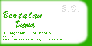 bertalan duma business card